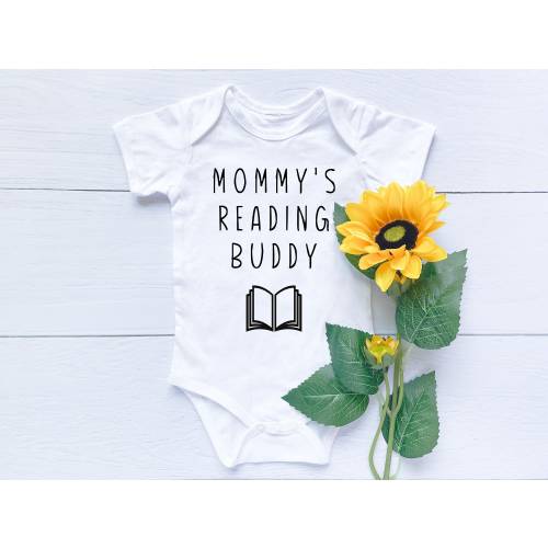 Mommy's reading buddy baby bodysuit, Newborn clothing, Cute bookworm baby, Book lover new mom, Sweet baby outfit, Book design, Cute outfit