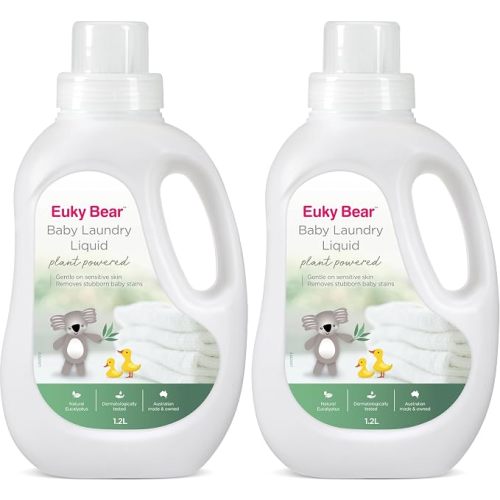 Euky Bear Baby Laundry Liquid Clothes Washing Plant Based Natural Detergent 1.2L (Pack of 2)