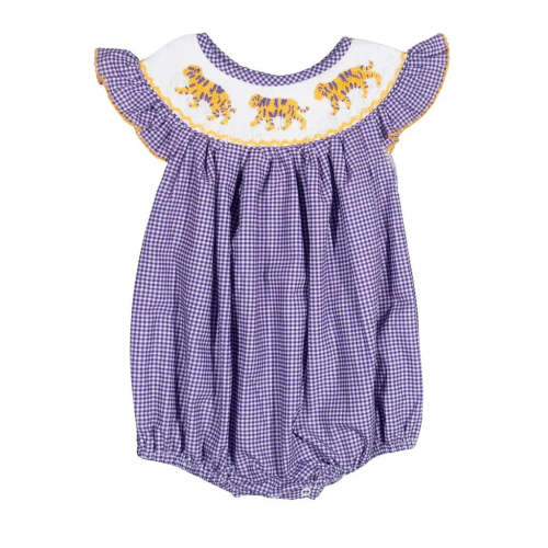 Teeta Girls Hailey Bubble Purple Gingham LSU Tigers – Best Dressed Child