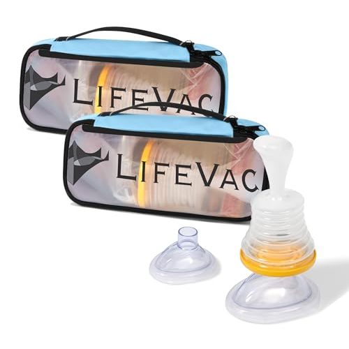 LifeVac Blue Travel Kit 2 Pack - Portable Suction Rescue Device, First Aid Kit for Kids and Adults, Portable Airway Suction Device for Children and Adults