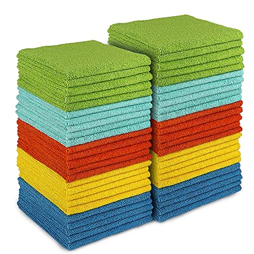 AIDEA Microfiber Cleaning Cloth, 50PK, Microfiber Towels for Cars, All Purpose Cleaning Rags for House, Dusting Cloth for Kitchen, Car, Window, 12"×12"
