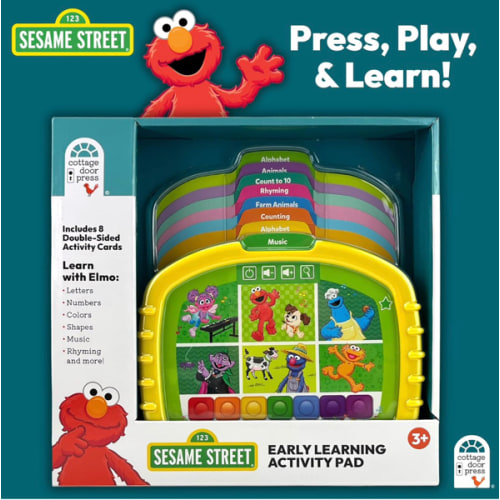 Sesame Street Early Learning Activity Pad - Read,Play, Press & Learn: ABCs, Numbers, Counting, Animals, Colors, Shapes, Music, Rhyming