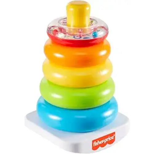 Fisher-Price Baby Stacking Toy Rock-A-Stack, Roly-Poly Base with 5 Colorful Rings for Ages 6+ Months