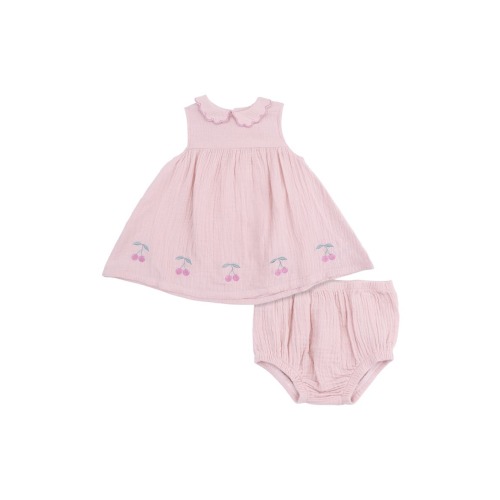 Kids' Embroidered Organic Cotton Muslin Dress & Bloomers Set