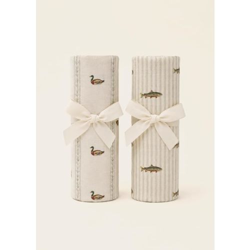 Trout Fish & Mallard Duck Muslin Swaddle Blanket Set, 2-Pack, 4-Way 100% Organic Cotton, Breathable, Machine Washable, 46" x 46", Receiving Blanket, Trout & Mallard