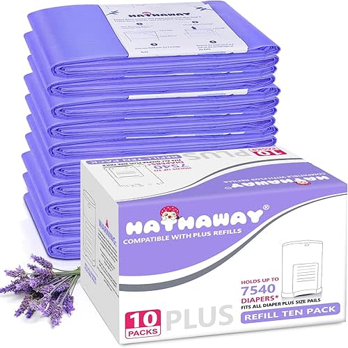 Diaper Pail Refill Bags Compatible With Dekor Plus Diaper Pail, Extra 30% Length, Lavender Scent, 10 Pack