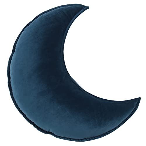 JIKAL Star Moon Shaped Pillow Soft Velvet Nursery Stuffed Throw Pillows for Kids Room Couch Reading Nook Decor (Moon, Teal)
