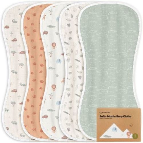 KeaBabies 5pk Organic Softe Muslin Burp Cloths for Baby Girls and Boys, Large Absorbent Burping Cloths for Babies, Baby Burp Clothes (Wilderness)