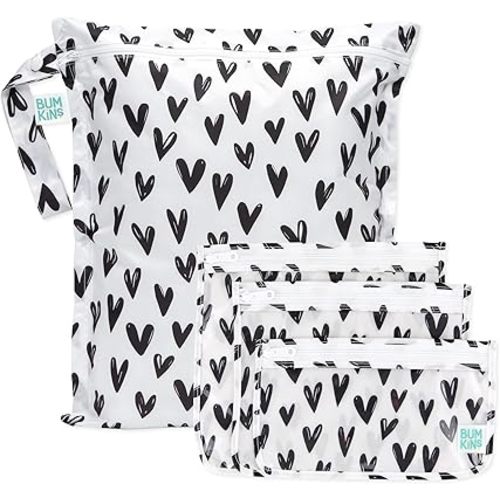 Amazon.com: Bumkins and Roamio - Waterproof Wet Bag & Clear Travel Bags - For Beach, Baby, Travel, Swim Suit, Cloth Diapers, Pump Parts, Pool, Gym, Toiletries - Reusable & Easy to Clean - Black Check - 4 Pack : Baby