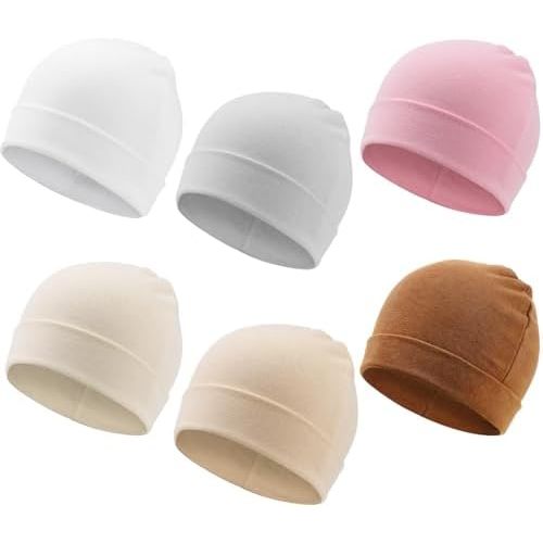DRESHOW BQUBO 6 Pack Baby Beanie Hats for Unisex Infant Toddler Cotton Beanie Newborn Hospital Hat for Boys Girls 0-6 Months