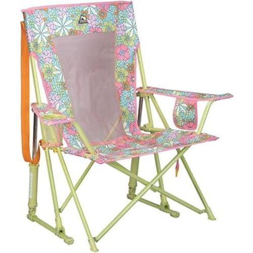 GCI Outdoor Comfort Pro Rocker Camping Chair | Portable Folding Rocking Chair with Durable Armrests & Drink Holder — Floral
