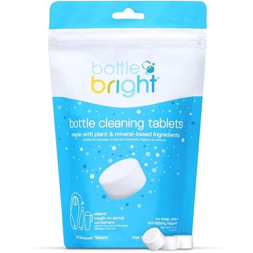 Bottle Bright Cleaning Tablets 12, 36, 78 Count – Water Bottle Cleaner for Stainless Steel, Tumblers, Thermos | Removes Coffee Tea Stains, Eliminates Odors, Easy and Safe Cleaning