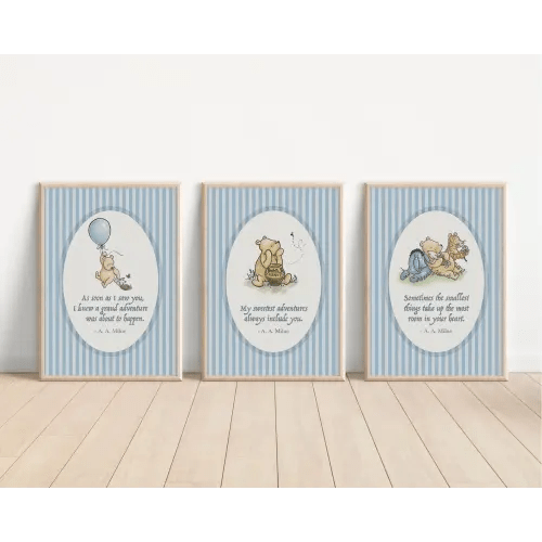 set of 3 classic winnie the pooh nursery prints