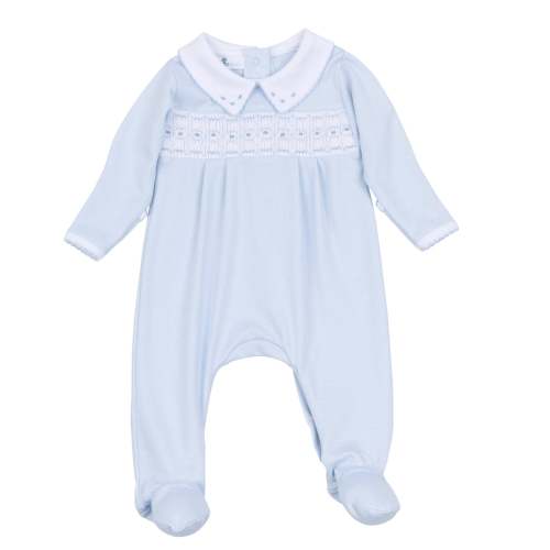 Landry Smocked Footie - Light Blue