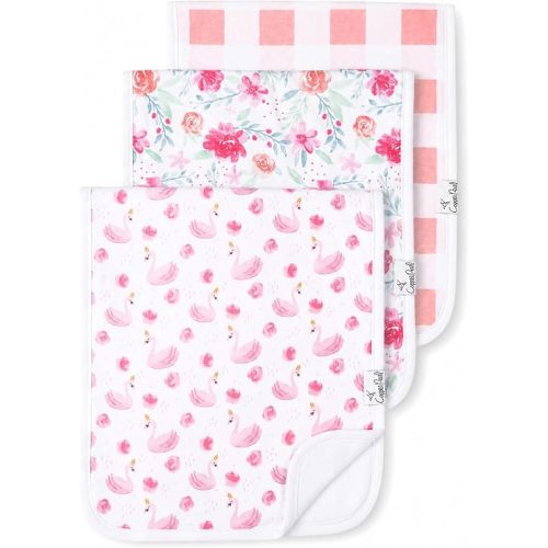 Copper Pearl Premium Baby Burp Cloths - 3-Pack Large Cotton Burp Cloths, Extra Soft Spit Up Rags with 3 Absorbent Layers, Perfect for Baby Girl Gifts (21" x 10" Size, June Set)