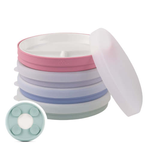 Porcelain Divided Plates Suction Sleeve + Lids