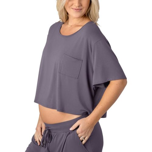 Kindred Bravely Aria Casual Cropped Short Sleeve Maternity Top | Nursing Shirts for Breastfeeding