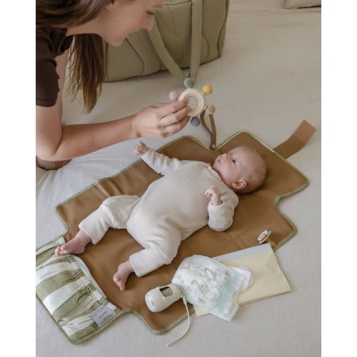 Henlee Portable Change Mat - Sage Wide Stripe