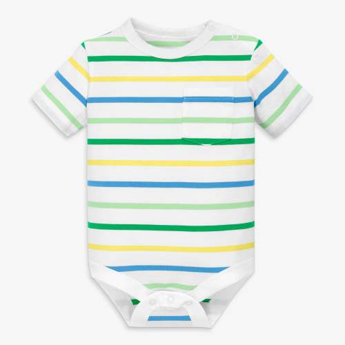 Short sleeve multi-stripe babysuit | Primary.com