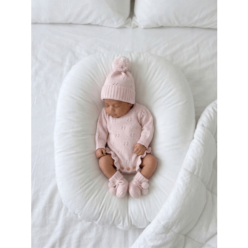 POINTELLE KNIT BEANIE | BABY PINK