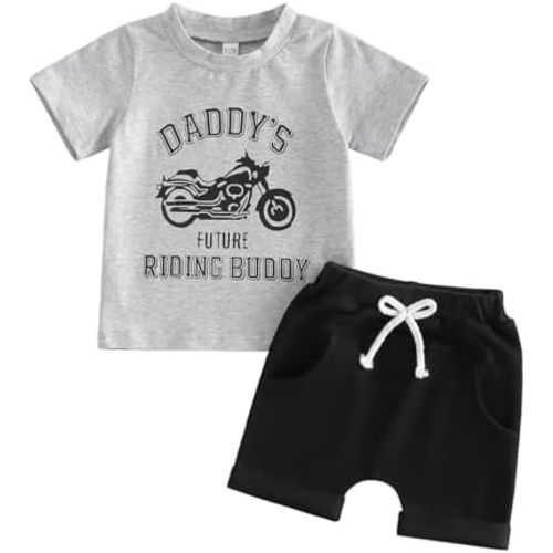 Toddler Baby Boy Summer Outfit Tractor Car Letter Print Short Sleeve Pockets Top Shorts 0-5T Kid Infant Farm Clothes