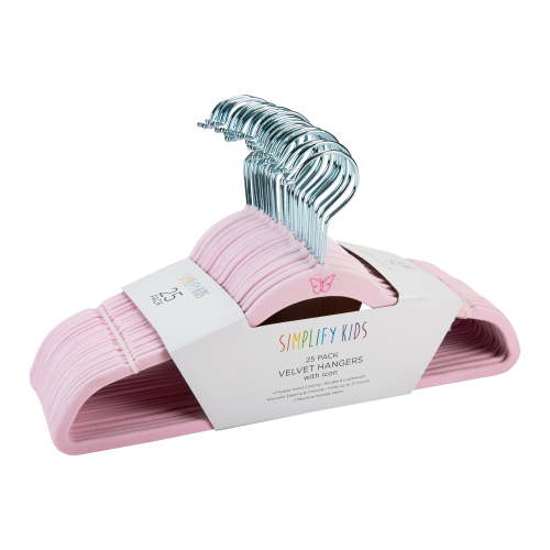 Simplify Kids Velvet Shirt Hangers 25 Pack - Blush Pink