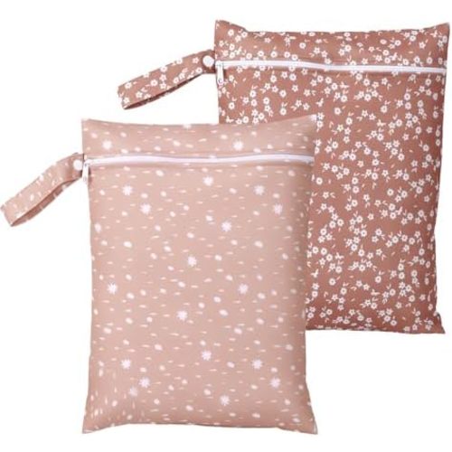 Wet Bag 2Pcs Waterproof Wet Dry Bag Reusable Washable Cloth Diaper Swim Nappy 26x36cm for Baby Item Swimming Beach Gym Pool Travel(Brown)