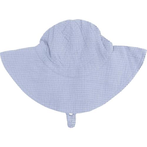 Micro Gingham Blue Blizzard - Wide Brim Sun Hat