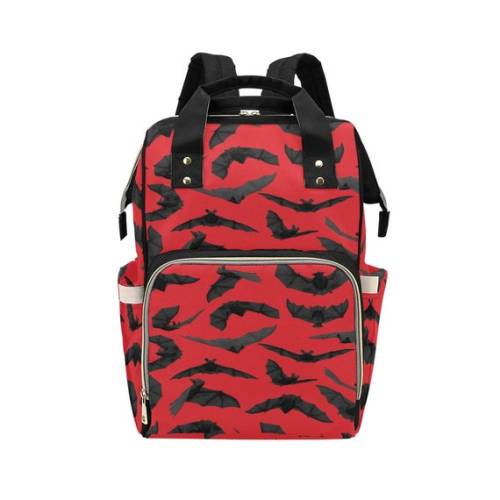 Goth Diaper Bag Backpack Red Black Bats Insulated Travel Drink - Etsy