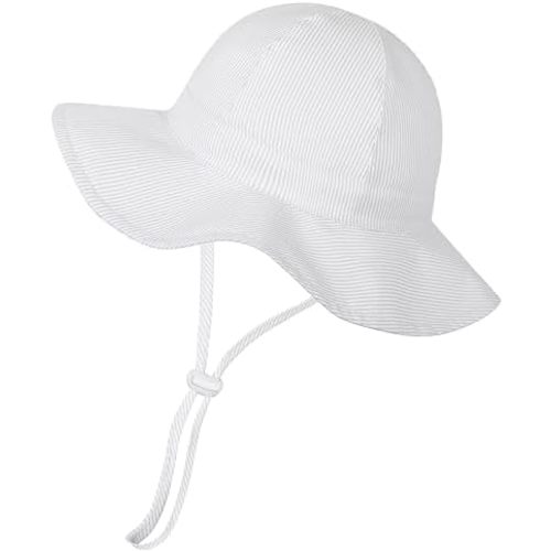 Baby Toddler Infant Girls Bucket Sun Hats Protection Beach UPF 50+ Toddler Wide Brim Bucket Summer Hats - Alightgrey