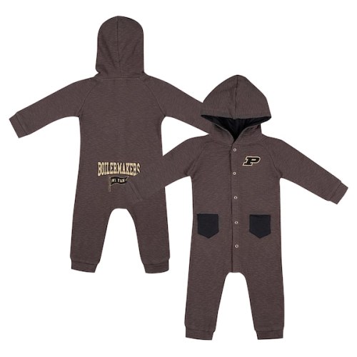 Purdue Boilermakers Colosseum Newborn & Infant Zando-Zan Waffle Full-Snap Hooded Romper - Charcoal