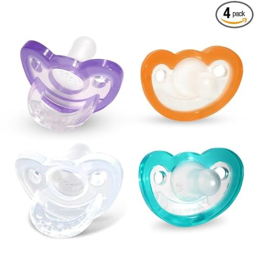 RaZbaby Jollypop Pacifier for Babies 3 Months and Up, USA Made, Natural Shaped Orthodontic Binky, Lovingly Shared in NICUs & Hospitals Worldwide, Medical-Grade 100% BPA-Free, 3m+ (Variety, 4 Count)
