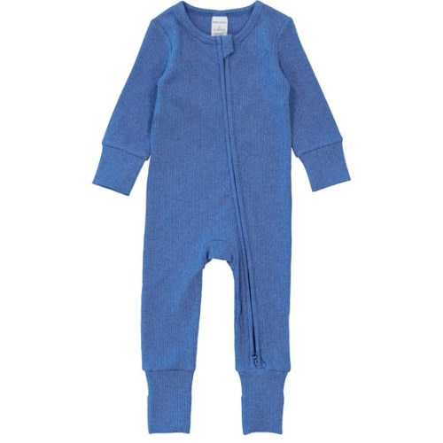 Navy Marle Baby Rib Long Sleeve Romper With 2 Way Zip | Best&Less™ Online