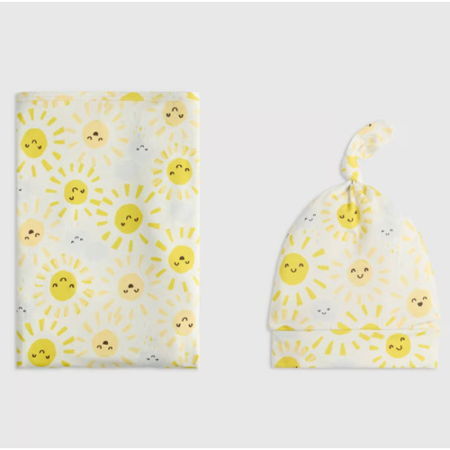 Bamboo Swaddle & Hat Bundle - Baby in Sunshine