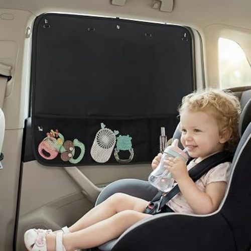Car Window Shades for Baby, 2 Pack Blackout UV Sun Shade with Net Pockets