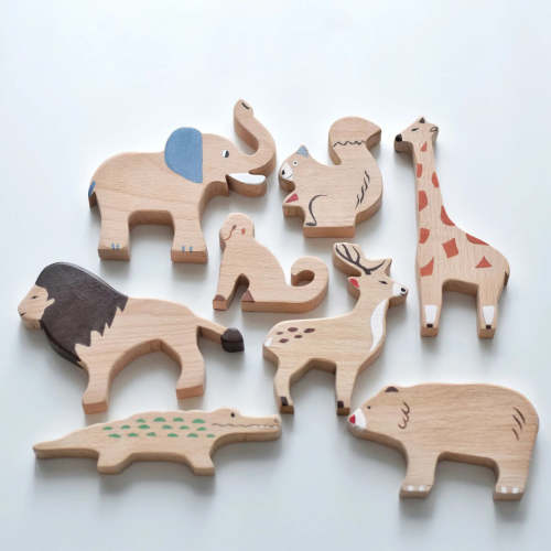 Safari Wooden Animals Natural Set