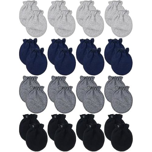 16 Pairs Newborn Baby Cotton Mittens No Scratch Gloves Unisex Newborn Mittens for baby Boys Girls 0-6 Months
