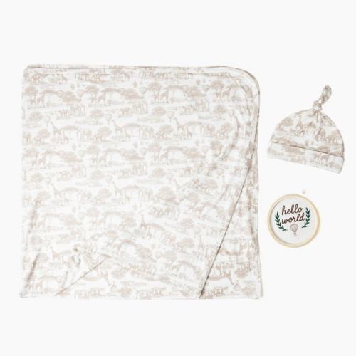 Picolette by Olivia Culpo Baby 3pc Beanie Milestone Set - Beige