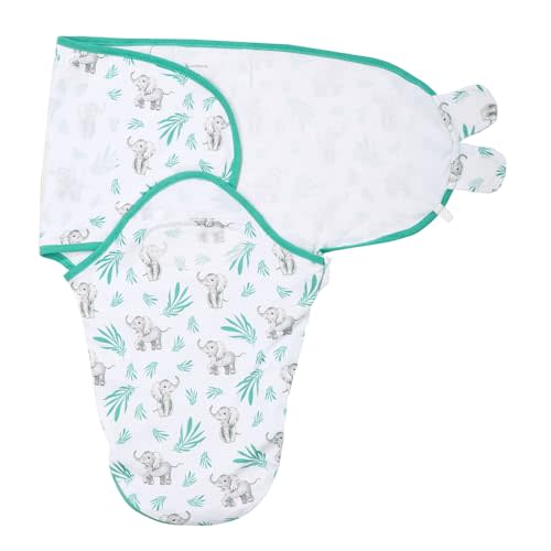 LollyBanks Baby Swaddles, 100% Cotton Swaddle for Newborns Boys and Girls, 3-6 Months Neutral Swaddle Sack with Easy Change Zipper, Newborn Sleep Swaddles Nursery Swaddling Blankets (Elephant Print)
