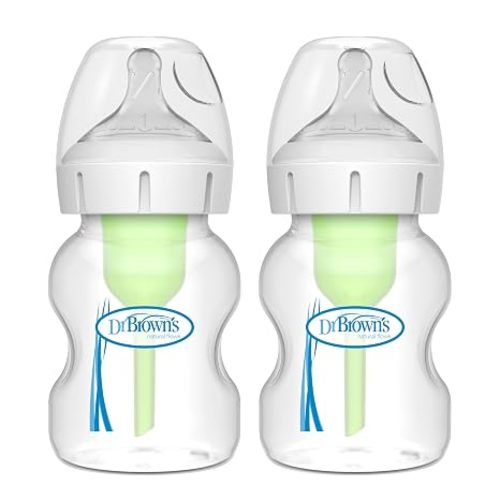 Dr. Brown's Anti-Colic Options+ Wide-Neck Baby Bottle, 5 oz, 2-Pack