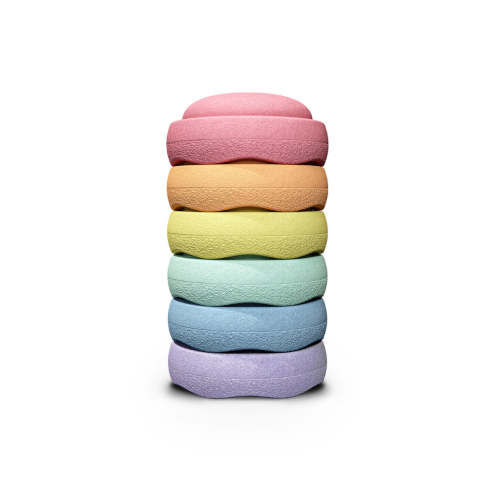 Stapelstein Balance Stepping Stones - Original Mini, Set of 6, Rainbow Pastel