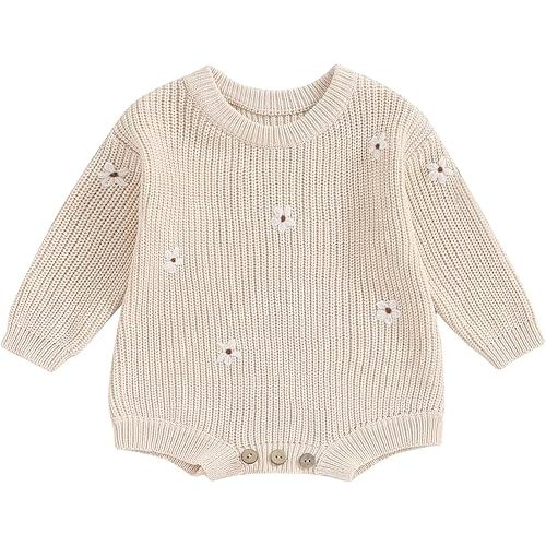 FYBITBO Baby Girl Boy Sweater Knit Oversized Pullover Sweatshirt Romper Onesie Warm Fall Winter Clothes Outfit Newborn