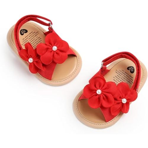 Ohwawadi Baby Boys Girls Sandals Soft Sole Summer Infant Wedding Dress Flat Shoes Beach Sandal Newborn Crib Shoes First Walkers