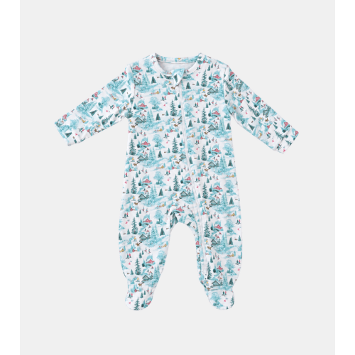 The Footie Pajama - Zermatt Toile Wintermint – Hill House Home