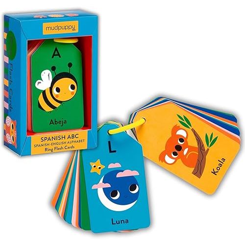 Mudpuppy Spanish English ABC — Ring Flashcards 26 Double Sided Bilingual Alphabet Cards Reclosable Ring With Colorful Art For Ages 1+ Perfect For Preschool Or Travel For Teachers And Parents