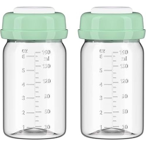 2pcs Breast Milk Storage Bottles 6oz/180ml Compatible with Spectra S1 S2 9 Plus,Motif Luna/Ameda MYA/Bellababy Pumps, Wide-Neck Collection Bottle Container for Fridge, Pumping Bottles