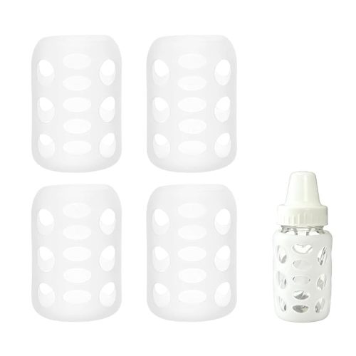 4Pack Silicone Sleeve for Evenflo Feeding Classic Glass 4oz, Glass Bottle Sleeves for Balance Plus Standard Neck 4oz, Scald Sleeve Heat Protective Case