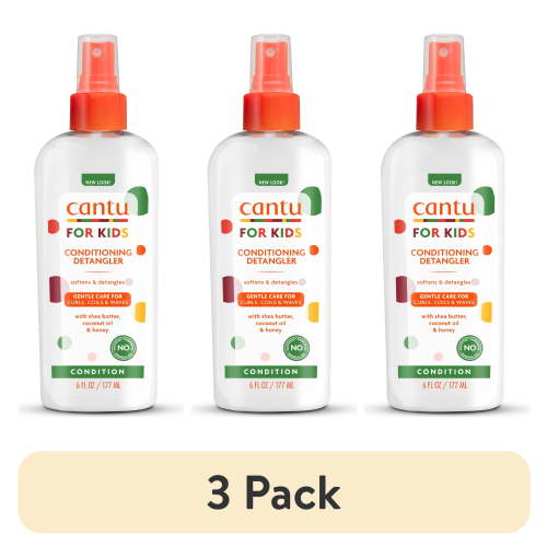 (3 pack) Cantu Kids Conditioning Detangling Spray with Shea Butter, Coconut Oil & Honey, 6 fl oz