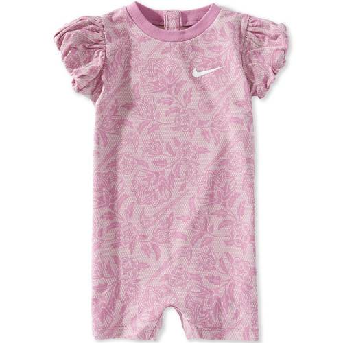 Nike Baby Girls Cotton Printed Short Puff Sleeve Lace It Up Shortall