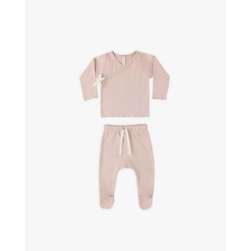 Wrap Top + Footed Pant Set Blush